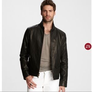 John Varvatos Wire Collar Leather Jacket - Size 46